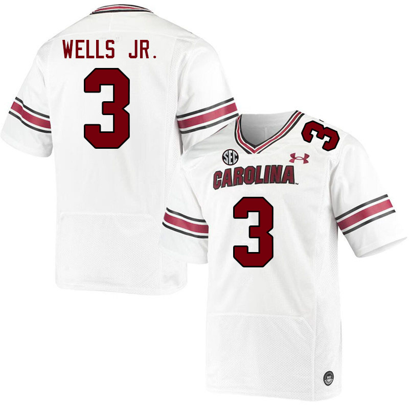Men #3 Antwane Wells Jr. South Carolina Gamecocks 2023 College Football Jerseys Stitched-White